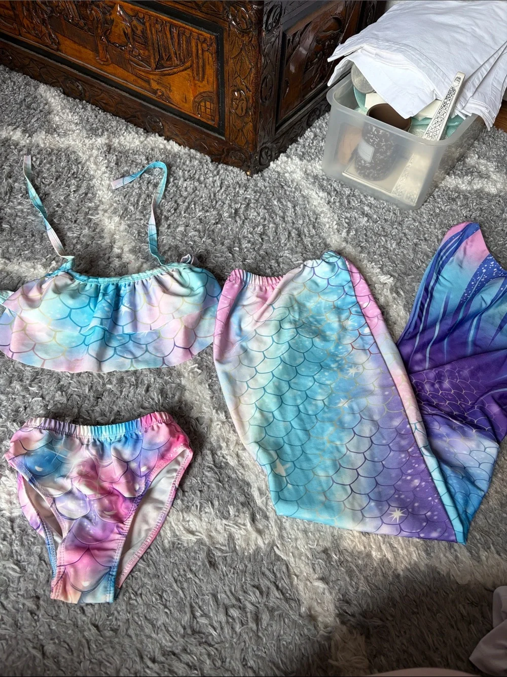 Girls Mermaid Bathing Suit & Tail - 4T